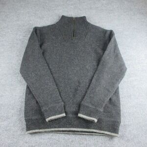 Irelandseye Sweater Mens XL Black 1/4 Zip Mock Neck Lambswool Knit Pullover